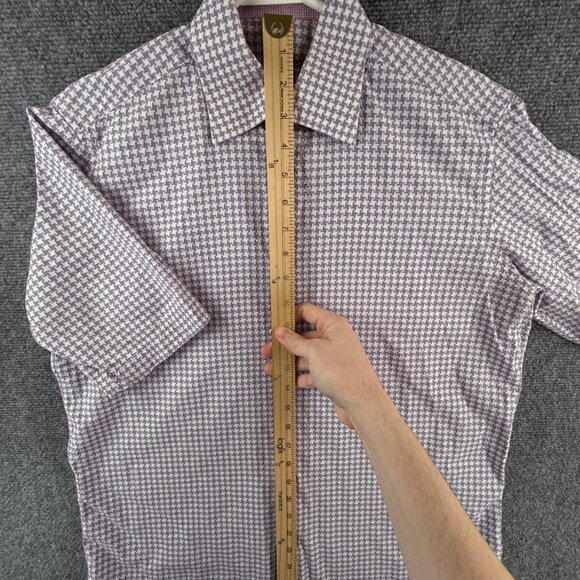 Robert Graham Button Up Shirt Men Designer Short Sleeve Purple Check Medium - Picture 3 of 13
